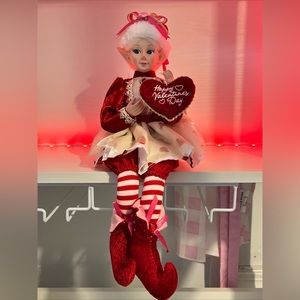 Cynthia Rowley Valentine’s Day Elf Shelf Sitter Doll  Home Decor 17"